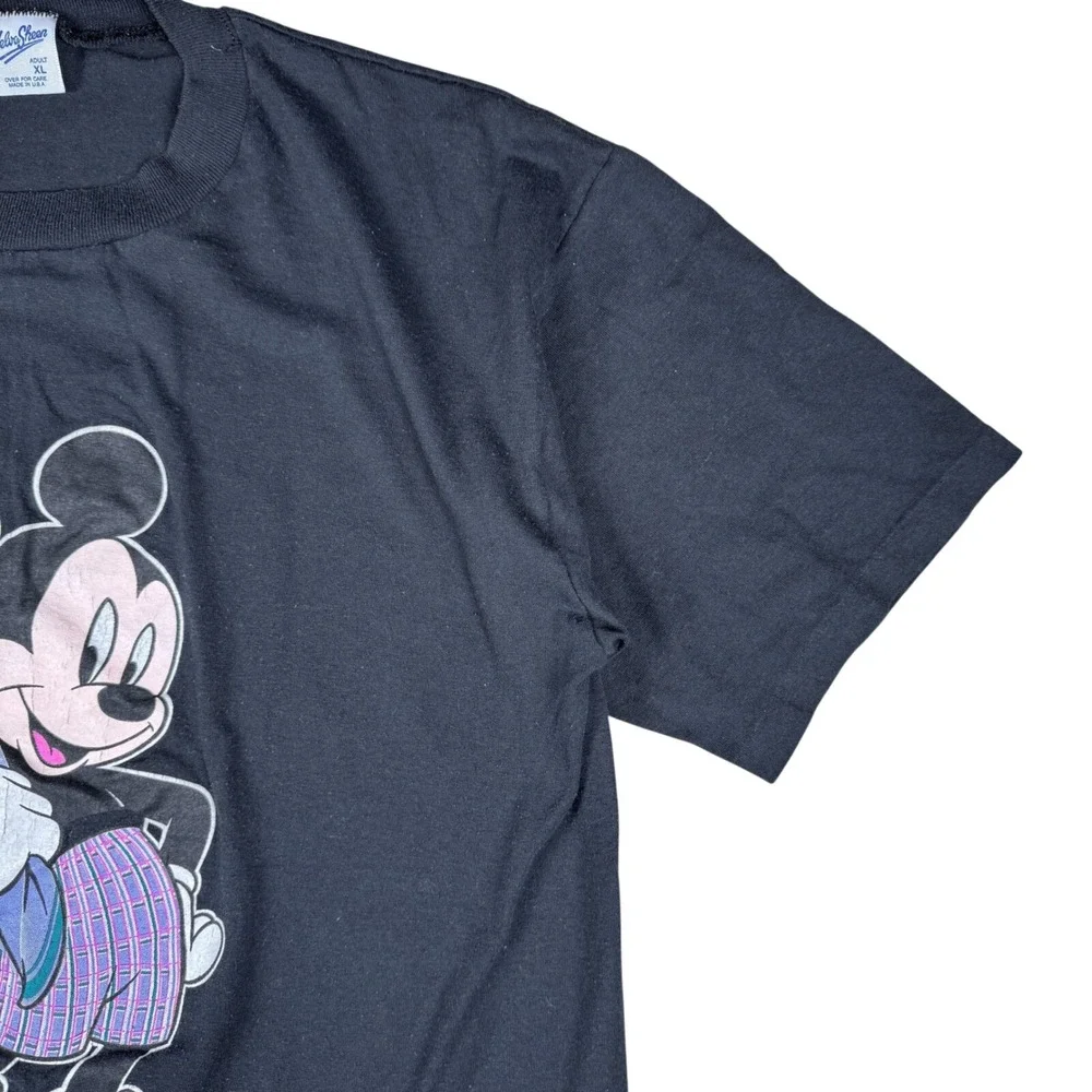Vintage Disney Mickey Mouse Florida T-Shirt Men's XL‎ Black Velva Sheen 90s USA